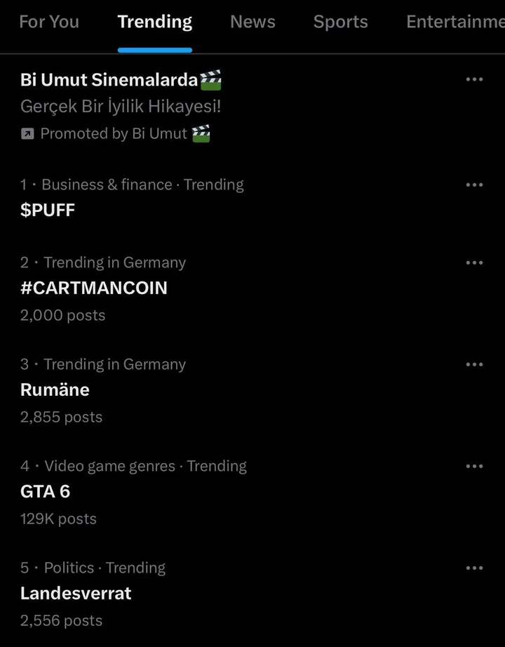 $PUFF trending screenshot